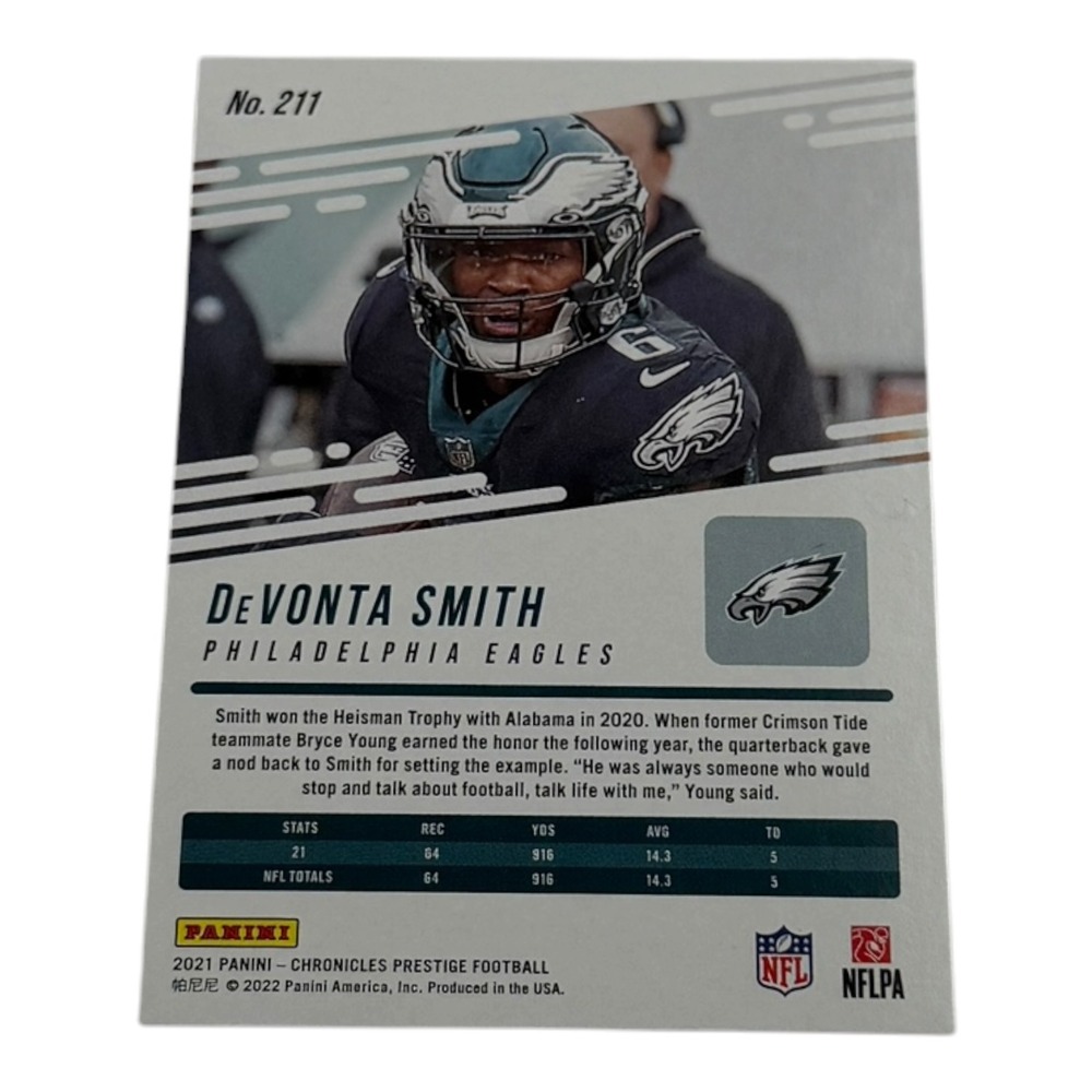 2021 Panini Chronicles Prestige DeVonta Smith Rookie Card RC #211 Eagles WR - Picture 2 of 2